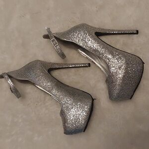 Silver platform heels